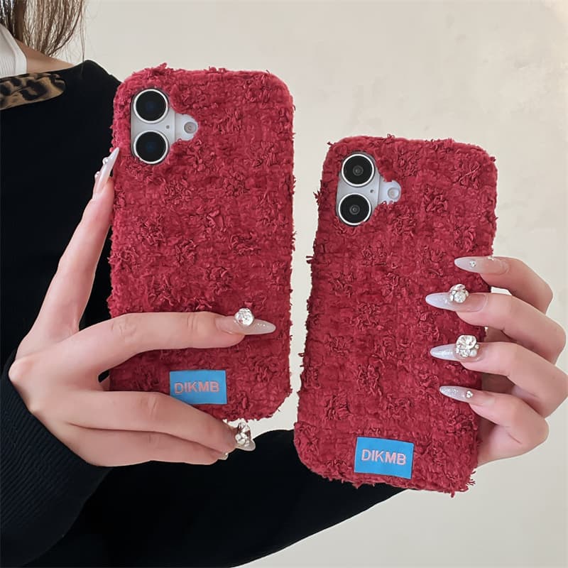 Apple Iphone 15 Pro Max - เคสโทรศัพท์ขนฟูสีแดงแองโกร่า สำหรับ iPhone 18 Pro Max